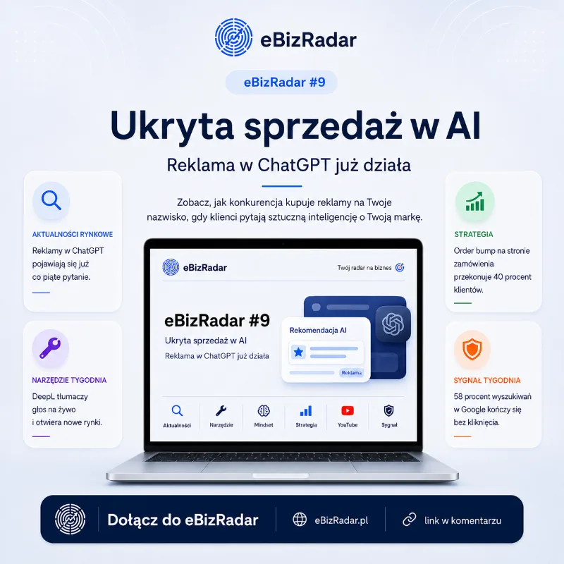 eBizRadar #9 — Ukryta sprzedaż w AI, reklama w ChatGPT już działa